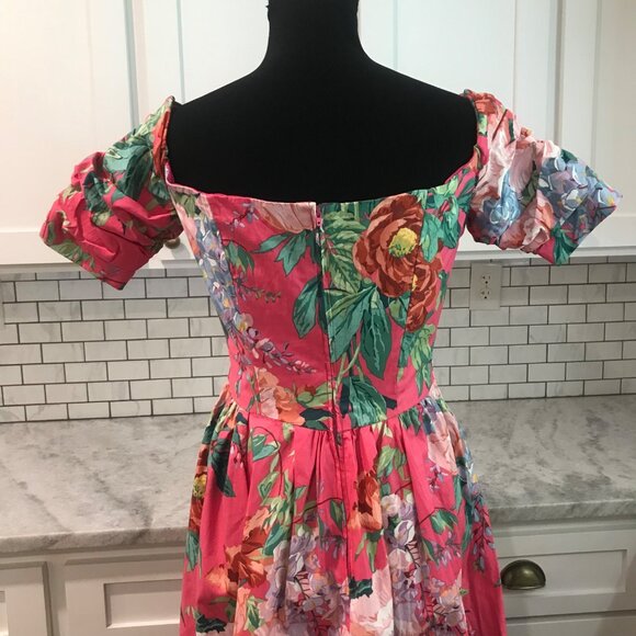 Vintage Tea Garden Dress Womens Small Pink Floral Cottagecore Midi - Picture 5 of 10